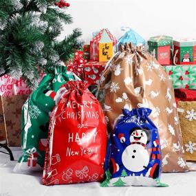 img 3 attached to 🎁 ABOOFAN Christmas Drawstring Gift Bags Bulk - Assorted Styles 30 Pcs - Perfect Holiday Goody Bags for Xmas Treats and Party Supplies