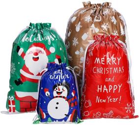 img 4 attached to 🎁 ABOOFAN Christmas Drawstring Gift Bags Bulk - Assorted Styles 30 Pcs - Perfect Holiday Goody Bags for Xmas Treats and Party Supplies