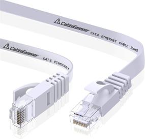 img 4 attached to Кабель Ethernet Cat 6, 10 футов, 2 штуки (по цене Cat5E, но с более высокой пропускной способностью) - плоский интернет-сетевой кабель - кабель Ethernet Cat6 для патч-панелей - компьютерный кабель Cat6 с надежными разъемами RJ45 - белого цвета.