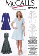 👗 mccall's patterns m7352 women's jewel or v-neck fit and flare dresses, size (6-8-10)-(12-14-16)-(18-20-22) logo