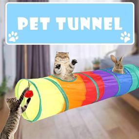 img 3 attached to WEISGJA Cat Tunnel Collapsible: Interactive Tube Toy with Plush Balls, Peek Holes, and Openings - Fun for Pets