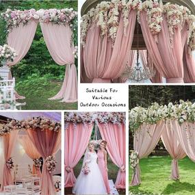 img 2 attached to 📸 10ftx10ft Pink Polyester Backdrop Photography Drapes - Window Curtains for Video Recording, Parties, Wedding Photography Backgrounds