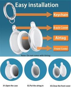 img 3 attached to 🔍 Чехол для поиска BULUBY Airtag - премиум защита для Apple Wireless Air Tag 2021 с 3 пленками и карабином - полная защита TPU