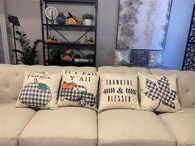 img 1 attached to 🎃 Fall Farmhouse Decorations: JOYIN 18x18 Inch Buffalo Check Plaid Pumpkin Pillow Covers – Set of 4 for Autumn Thanksgiving Sofa, Car, Couch, Bed