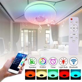 img 2 attached to 🎵 36W LED Music Ceiling Light with Bluetooth Speaker, RGB LED Ceiling Lights, Smartphone APP Control + Remote Color Changing Ceiling Lamp, Flush Mount Lighting - Ideal for Kids Room Bedroom