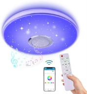 🎵 36w led music ceiling light with bluetooth speaker, rgb led ceiling lights, smartphone app control + remote color changing ceiling lamp, flush mount lighting - ideal for kids room bedroom logo