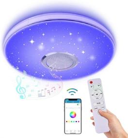 img 4 attached to 🎵 36W LED Music Ceiling Light with Bluetooth Speaker, RGB LED Ceiling Lights, Smartphone APP Control + Remote Color Changing Ceiling Lamp, Flush Mount Lighting - Ideal for Kids Room Bedroom