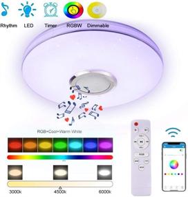 img 3 attached to 🎵 36W LED Music Ceiling Light with Bluetooth Speaker, RGB LED Ceiling Lights, Smartphone APP Control + Remote Color Changing Ceiling Lamp, Flush Mount Lighting - Ideal for Kids Room Bedroom