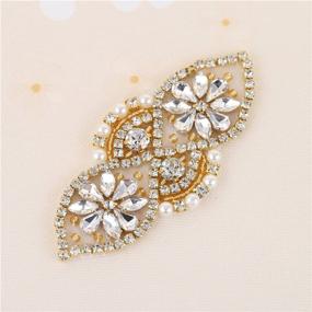 img 1 attached to 👠 2 Packs Gold Wedding Bridal Shoes Rhinestone Applique Crystal Belt