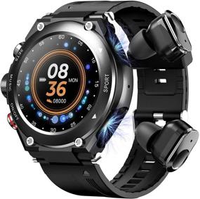 img 4 attached to 🌟 Ultimate 2 in 1 Smart Watch with Earbuds: MP3, Voice Recorder, Calls, Fitness Tracker, Blood Oxygen Heart Rate Sleep Monitor - 1.28 Inch HD Touch Screen for iPhone Samsung Android