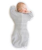 swaddledesigns пеленальный мешок heathered gray striped с руками вверх - маленький, 0-3 месяца, 6-14 фунтов - победитель премии parents' picks award. логотип