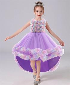 img 3 attached to 👗 Sparkling Girls Pageant Dress: Pleated High-Low Beaded Applique with Embroidered Flowers - Perfect for Parties, Dance & Pageants!