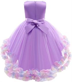 img 1 attached to 👗 Sparkling Girls Pageant Dress: Pleated High-Low Beaded Applique with Embroidered Flowers - Perfect for Parties, Dance & Pageants!