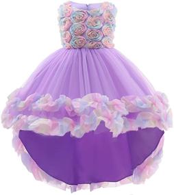 img 4 attached to 👗 Sparkling Girls Pageant Dress: Pleated High-Low Beaded Applique with Embroidered Flowers - Perfect for Parties, Dance & Pageants!