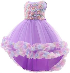 img 2 attached to 👗 Sparkling Girls Pageant Dress: Pleated High-Low Beaded Applique with Embroidered Flowers - Perfect for Parties, Dance & Pageants!