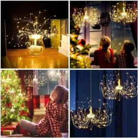 img 1 attached to 🎇 Outdoor Battery Operated Hanging Starburst Light with 180 LED, 8 Modes, Firework Fairy Lights for Christmas Tent, Gazebo Ceiling Decoration