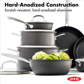 img 1 attached to 🍳 OXO Good Grips Pro Nonstick Cookware Set - 12 Piece: Dishwasher Safe, Black Pots and Pans Collection