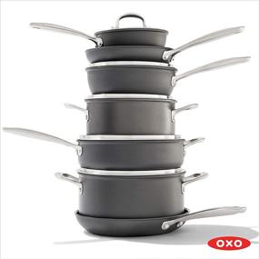 img 3 attached to 🍳 OXO Good Grips Pro Nonstick Cookware Set - 12 Piece: Dishwasher Safe, Black Pots and Pans Collection
