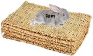 🐇 pack of 3 woven grass mats - small animal bedding, chew toy, and play toy for bunny, guinea pig, parrot, rabbit, hamster, and rat - 3 grass mats included logo