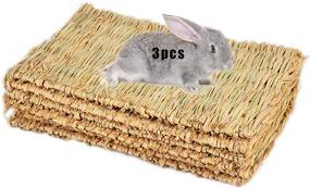 img 4 attached to 🐇 Pack of 3 Woven Grass Mats - Small Animal Bedding, Chew Toy, and Play Toy for Bunny, Guinea Pig, Parrot, Rabbit, Hamster, and Rat - 3 Grass Mats Included