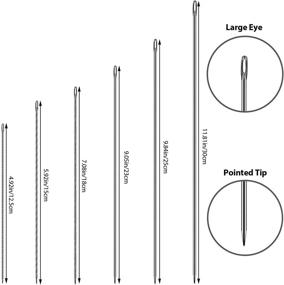 img 3 attached to 6-Piece Set of Long Straight Hand Needles for Leather Sewing - 🪡 5/6/7/9/10/12 Inch Sizes - Upholstery, Webbing Edges - Heavy Duty, Thick Needles for Seamstresses