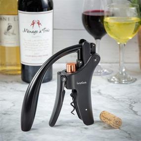 img 2 attached to 🍾 Ivation Wine Bottle Opener: Effortless Manual Corkscrew with Ergonomic Lever Pump, Stylish Standing Vertical Design, Soft Grip, Nonstick Screw, and Easy No-Twist Cork Removal in Black & Bronze Stainless