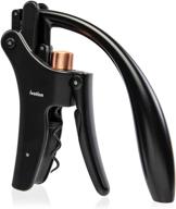 🍾 ivation wine bottle opener: effortless manual corkscrew with ergonomic lever pump, stylish standing vertical design, soft grip, nonstick screw, and easy no-twist cork removal in black & bronze stainless logo