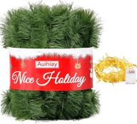 🎄 auihiay 16ft christmas green garland with 20ft 40 led string light: perfect holiday decorations for indoor/outdoor home, christmas parties & weddings! logo