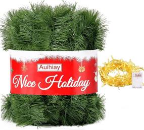 img 4 attached to 🎄 Auihiay 16ft Christmas Green Garland with 20ft 40 LED String Light: Perfect Holiday Decorations for Indoor/Outdoor Home, Christmas Parties & Weddings!