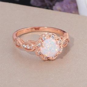 img 3 attached to 💍 Stunning CiNily 18K Gold Plated Opal Ring: White Fire Opal, Amethyst & Cubic Zirconia Women's Jewelry for Engagement & Anniversary - Size 5-12