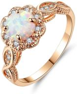 💍 stunning cinily 18k gold plated opal ring: white fire opal, amethyst & cubic zirconia women's jewelry for engagement & anniversary - size 5-12 logo