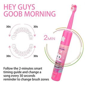 img 3 attached to 🎵 Fun and Effective Musical Electric Toothbrush for Kids: 3 Modes, 2 Minute Timer, Waterproof, 31000 Strokes, Rechargeable, Sonic Music Play, Ages 3-14 (Pink)