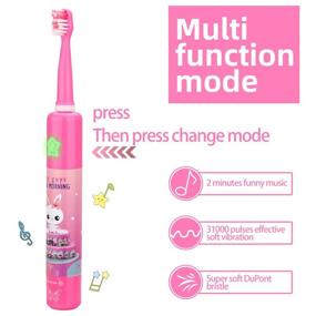 img 2 attached to 🎵 Fun and Effective Musical Electric Toothbrush for Kids: 3 Modes, 2 Minute Timer, Waterproof, 31000 Strokes, Rechargeable, Sonic Music Play, Ages 3-14 (Pink)