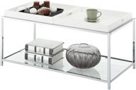 convenience concepts palm beach coffee table: white | removable trays & shelf logo