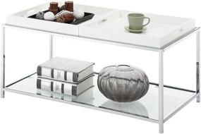 img 4 attached to Convenience Concepts Palm Beach Coffee Table: White | Removable Trays & Shelf