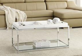 img 1 attached to Convenience Concepts Palm Beach Coffee Table: White | Removable Trays & Shelf