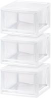 🗄️ iris usa medium stackable plastic storage drawer, pack of 3 – convenient white drawers for organizing – 3 pack logo