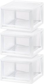 img 4 attached to 🗄️ Iris USA Medium Stackable Plastic Storage Drawer, Pack of 3 – Convenient White Drawers for Organizing – 3 Pack