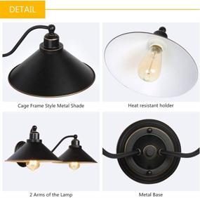 img 1 attached to 💡 HAITRAL 2-Light Wall Sconce-Bathroom Vanity Wall Light Fixtures with Gooseneck, Industrial Rustic Bathroom Wall Lighting for Bathroom Kitchen Farmhouse Indoor-Black and Gold