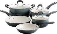 🍳 oster corbett 8-piece cookware set: ceramic non-stick, induction base, soft touch handle, tempered glass lids - gradient grey logo