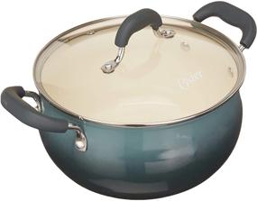 img 1 attached to 🍳 Oster Corbett 8-Piece Cookware Set: Ceramic Non-Stick, Induction Base, Soft Touch Handle, Tempered Glass Lids - Gradient Grey