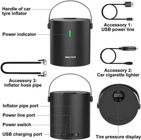 img 3 attached to 🔌 Maxfree Портативный беспроводной компрессор для воздуха, перезаряжаемый насос для автомобильных шин до 150 PSI с светодиодным освещением - электрический автомобильный насос для автомобилей, мотоциклов, велосипедов, мячей (черный)