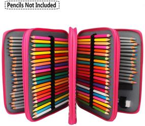 img 1 attached to 🖍️ Soucolor 168 Slots Pencil Case: Super Large Capacity Pen Bag for Prismacolor, Crayola, and Marco Pens (Rose Red)