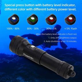 img 3 attached to 🔦 PowerKAN Scuba Torch Light: Diving Flashlight with Battery Level Indicator, 1300 Lumens, Underwater 100m/110yd