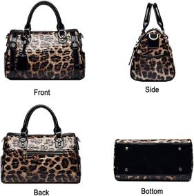 img 1 attached to 🐆 Genuine Leather Handbags for Women - Leopard Print Tote Bag with Top Handle and Crossbody Shoulder Straps