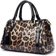 🐆 genuine leather handbags for women - leopard print tote bag with top handle and crossbody shoulder straps logo