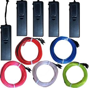 img 4 attached to Enhance Your Space with TDLTEK 5 Pack [Sound Activated] El Wire Glowing Neon Light - Four Mode Controllers for Solid, Strobe, Sound Activation & Off