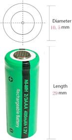 img 3 attached to 🔋 High capacity 400mAh 2/3AAA Size NiMH Rechargeable Battery with Flat Top - Not AAA Size Battery (Set of 6pcs)