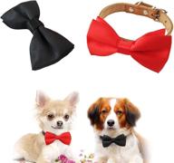 🐶 jpgdn 2pcs small dogs collar attachments - black and red bows ties for puppies, cats - ideal for wedding, birthday party collars - bowties with sliding bows, neckties - grooming accessories, costumes logo