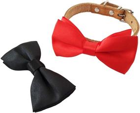 img 2 attached to 🐶 JpGdn 2pcs Small Dogs Collar Attachments - Black and Red Bows Ties for Puppies, Cats - Ideal for Wedding, Birthday Party Collars - Bowties with Sliding Bows, Neckties - Grooming Accessories, Costumes